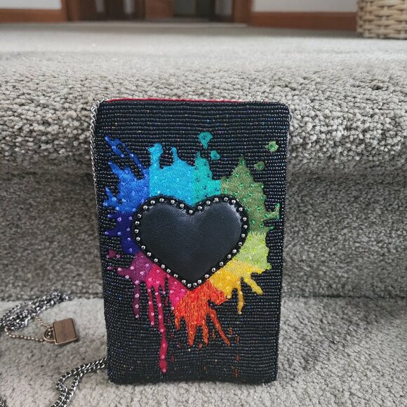 Mary Frances Bleeding Heart Beaded Crossbody Phone Bag - Picture 1 of 5